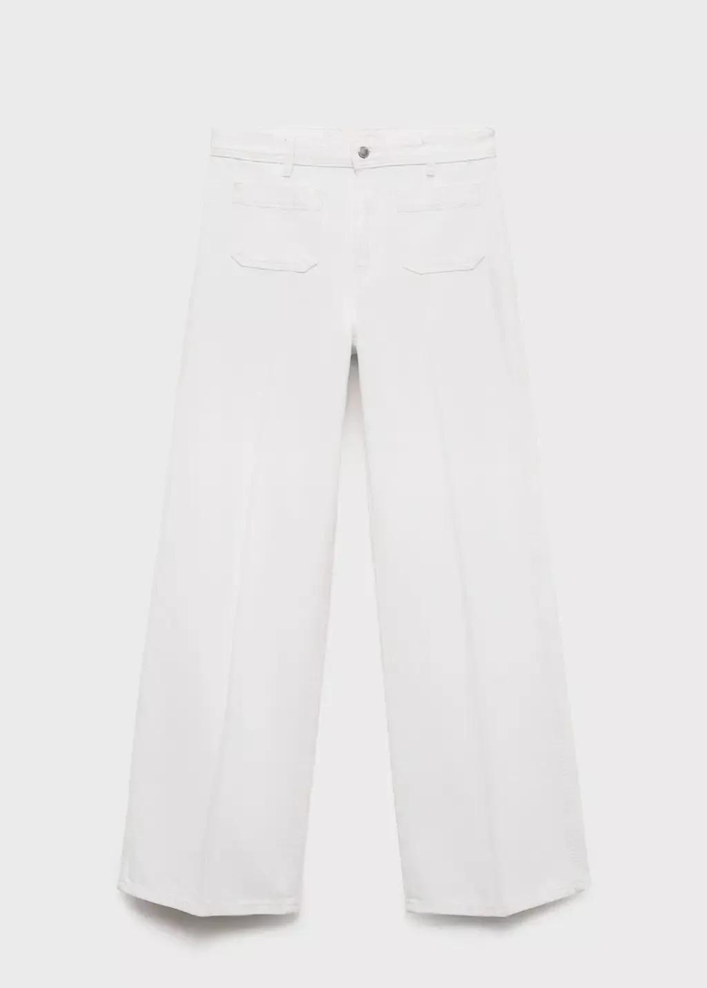 White Wideleg Jeans With Pockets, , large image number 3