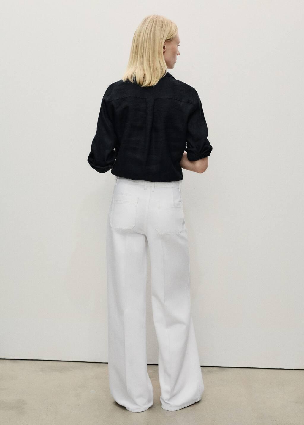 White Wideleg Jeans With Pockets, , large image number 5