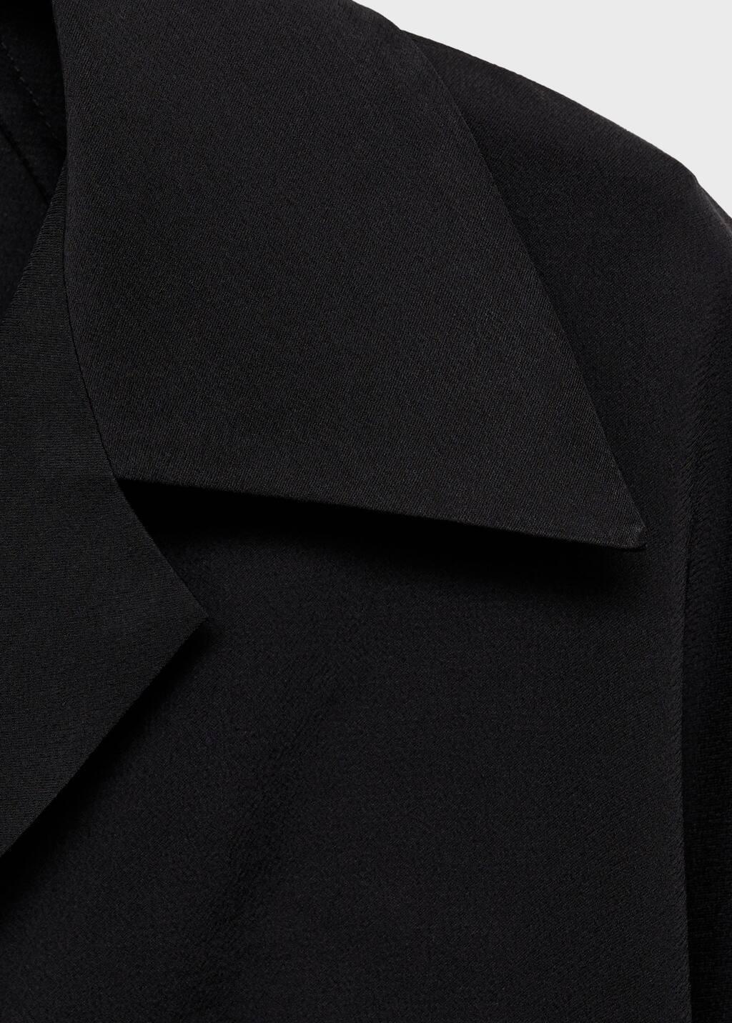 Black Short-Sleeved Satin Shirt, , large image number 6