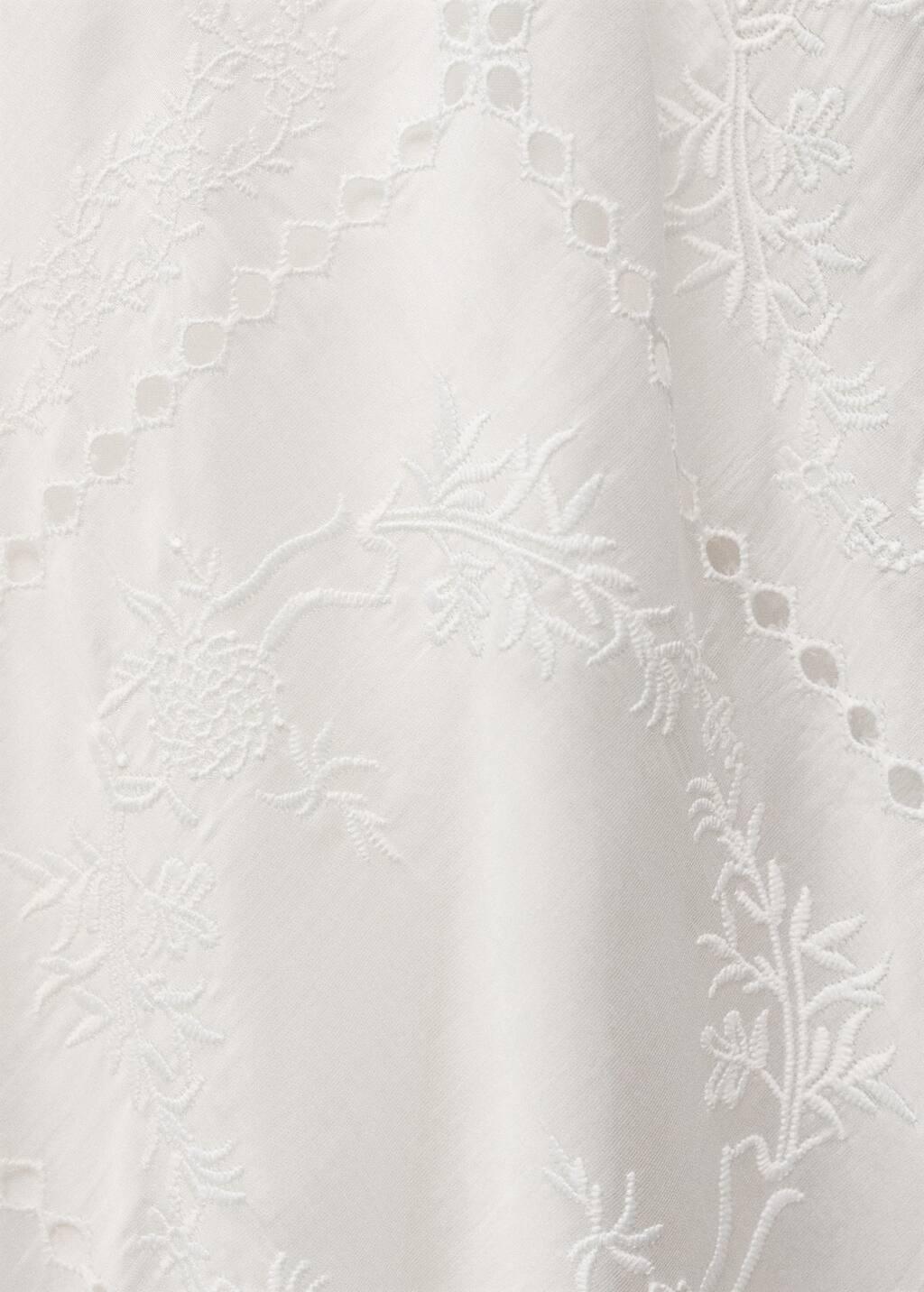 White Embroidered Dress With Openwork Details, White, large image number 2