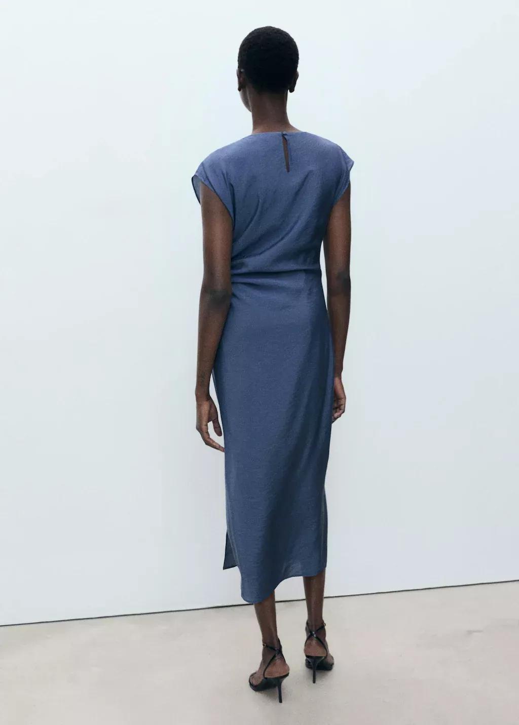 Blue Draped Straight Dress, , large image number 8