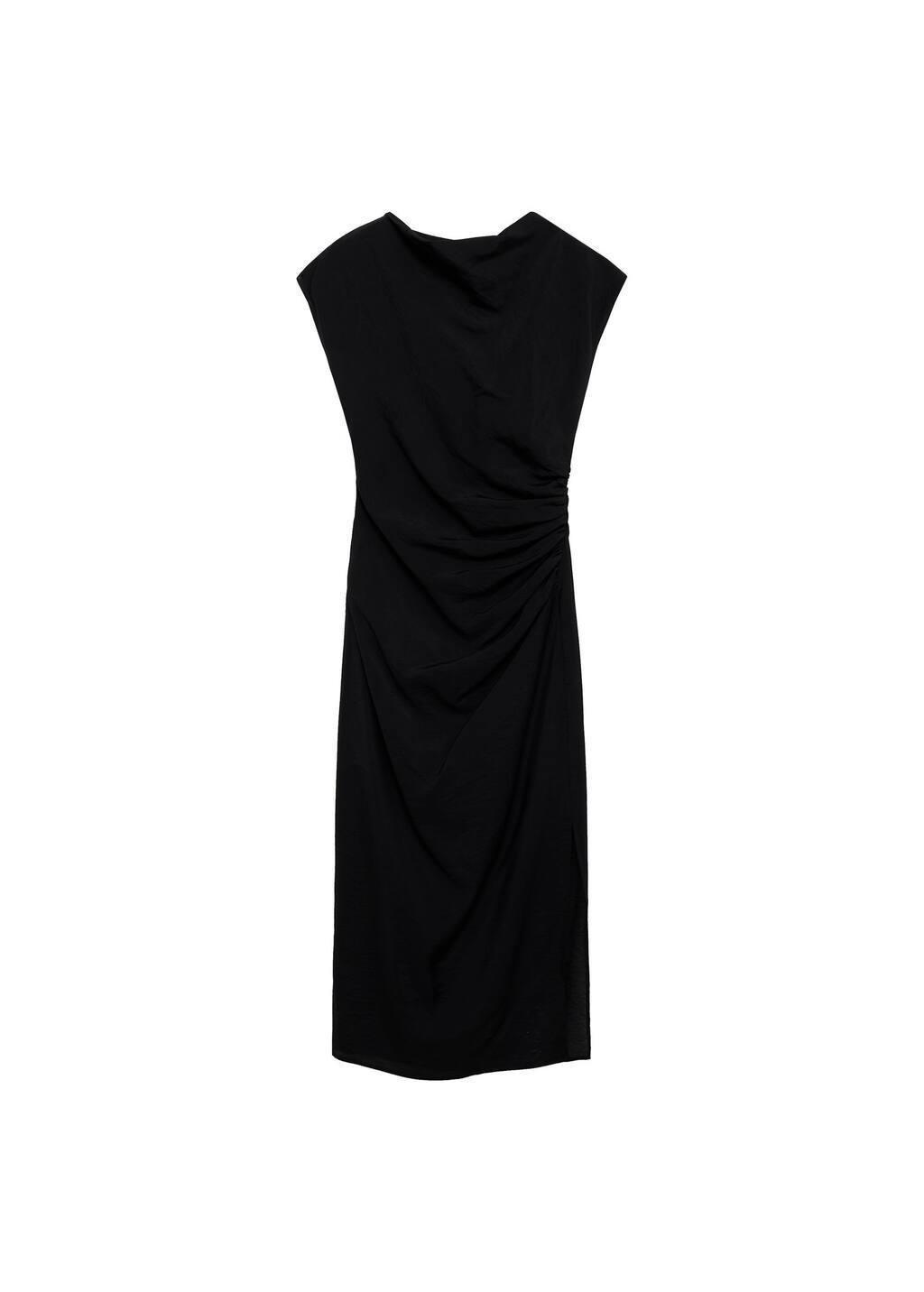 Black Draped Straight Dress, , large image number 0