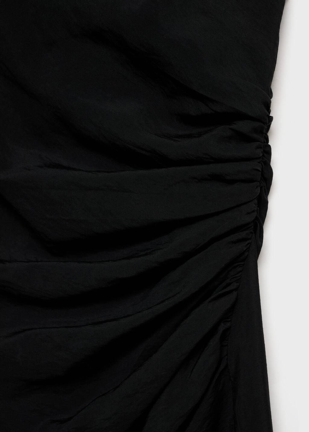 Black Draped Straight Dress, , large image number 7