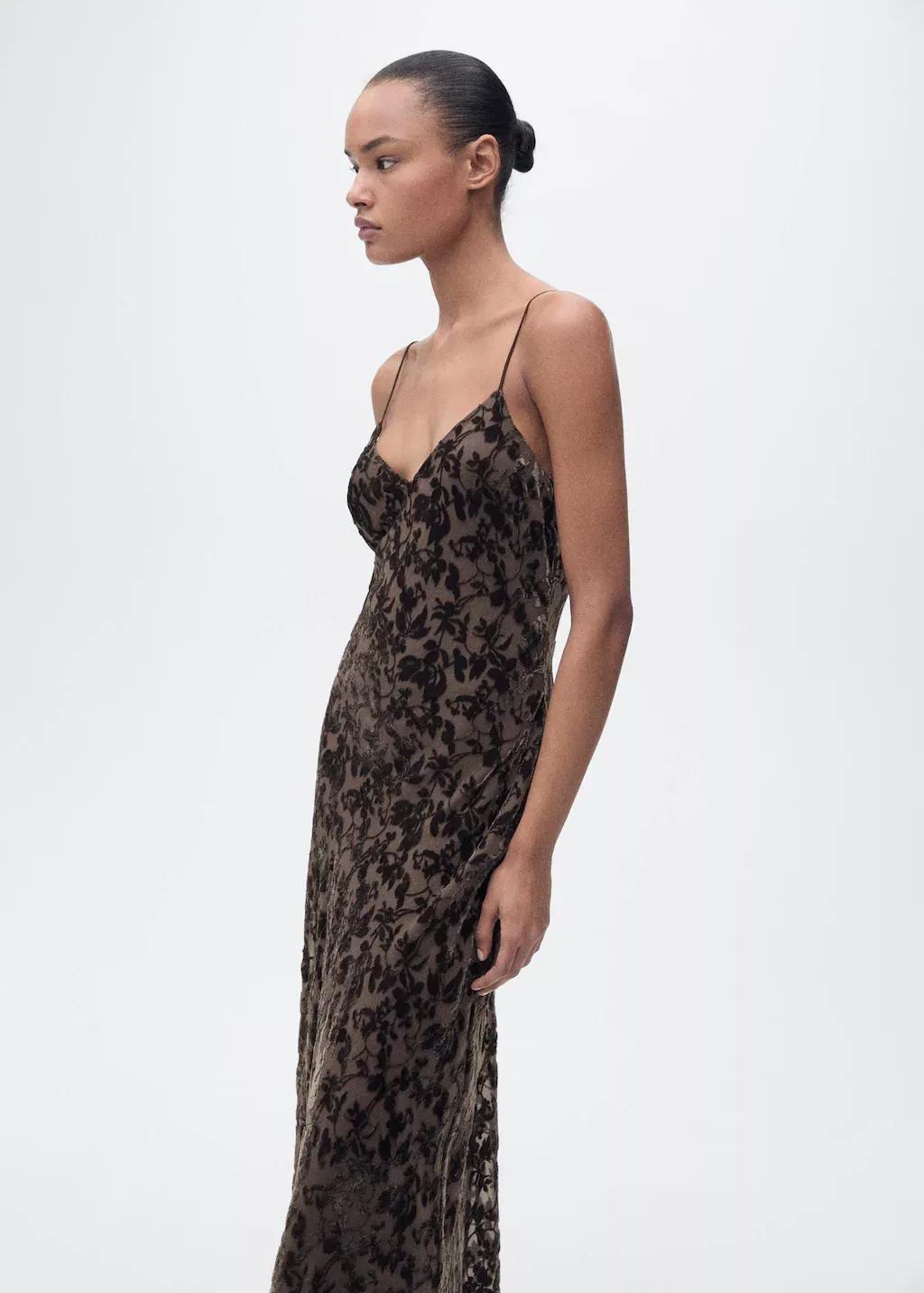 DARK BROWN Devor� floral dress, , large image number 4