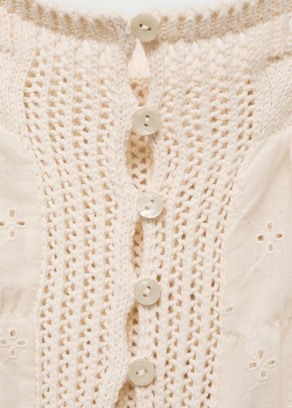Beige Combined Top With Openwork Details, , large image number 4