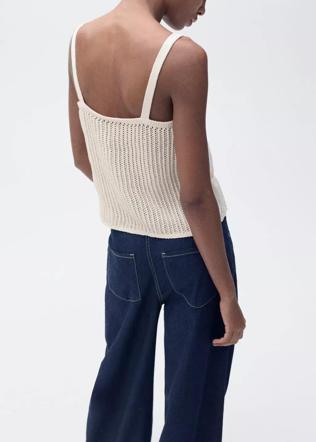 Beige Combined Top With Openwork Details, , large image number 5