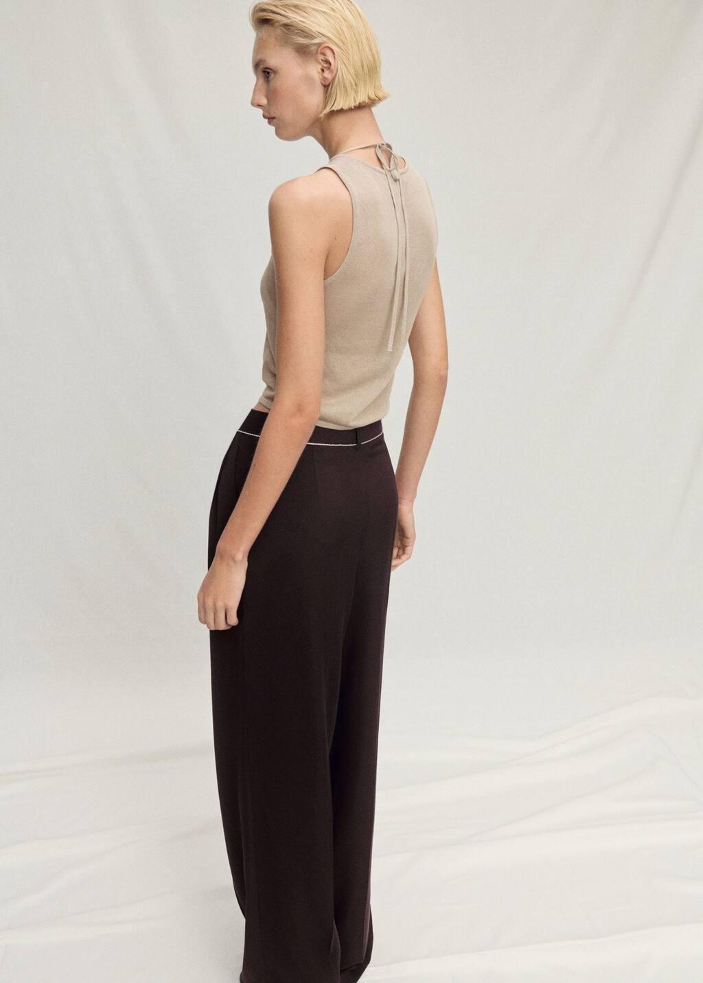 Beige Contrasting Knit Top, , large image number 5