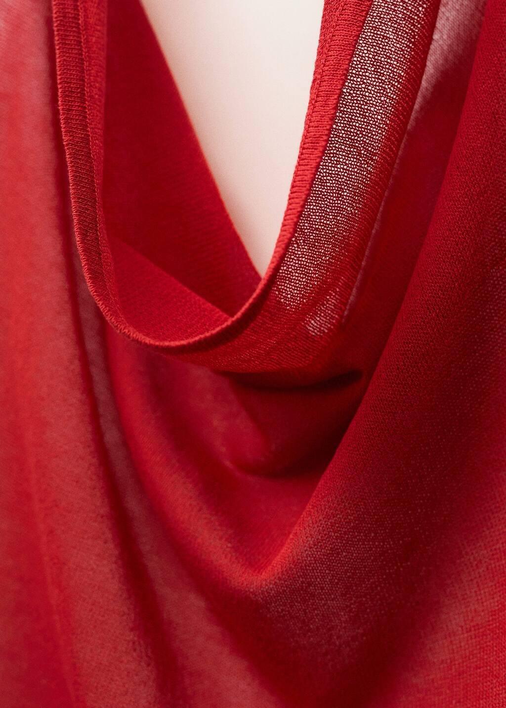 RED Draped knitted top with open back, , large image number 4