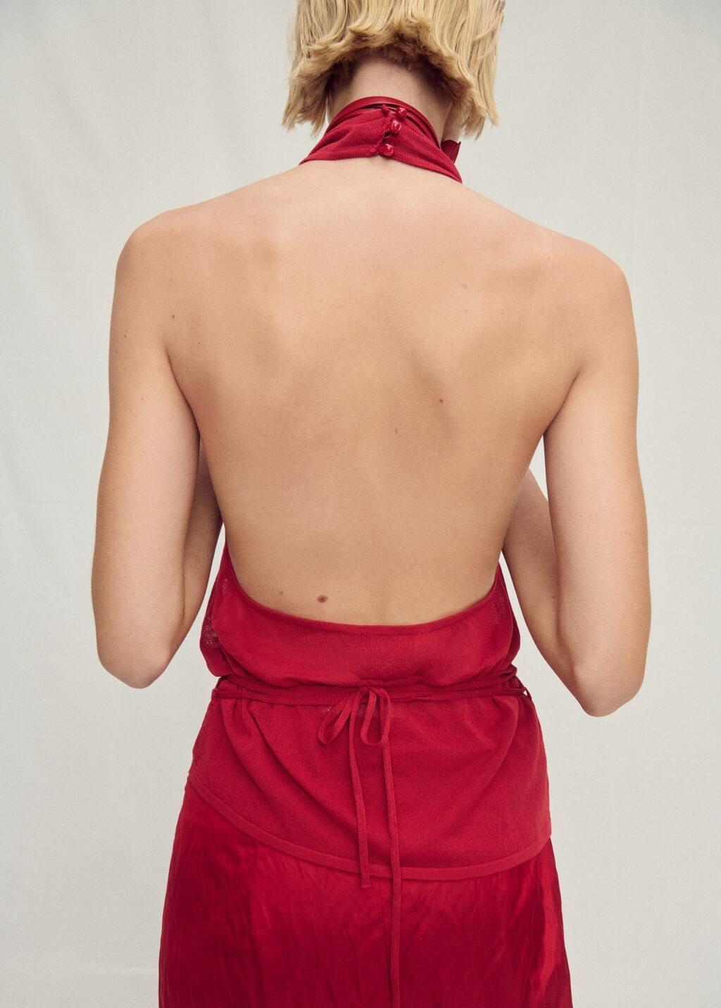 RED Draped knitted top with open back, , large image number 5