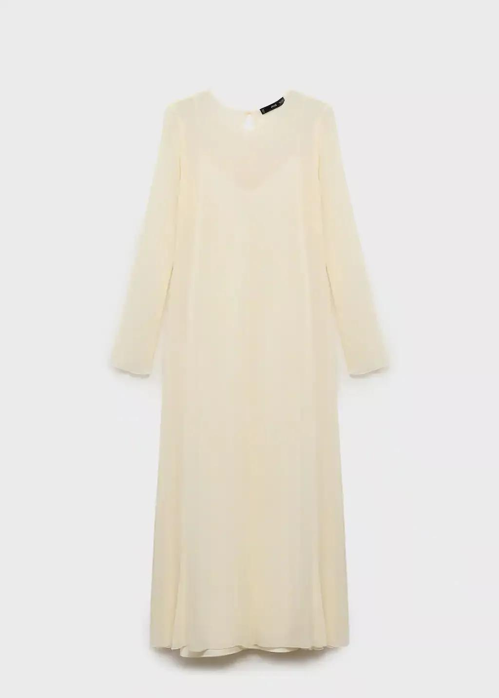 Beige Semi-Transparent Combination Dress, , large image number 4