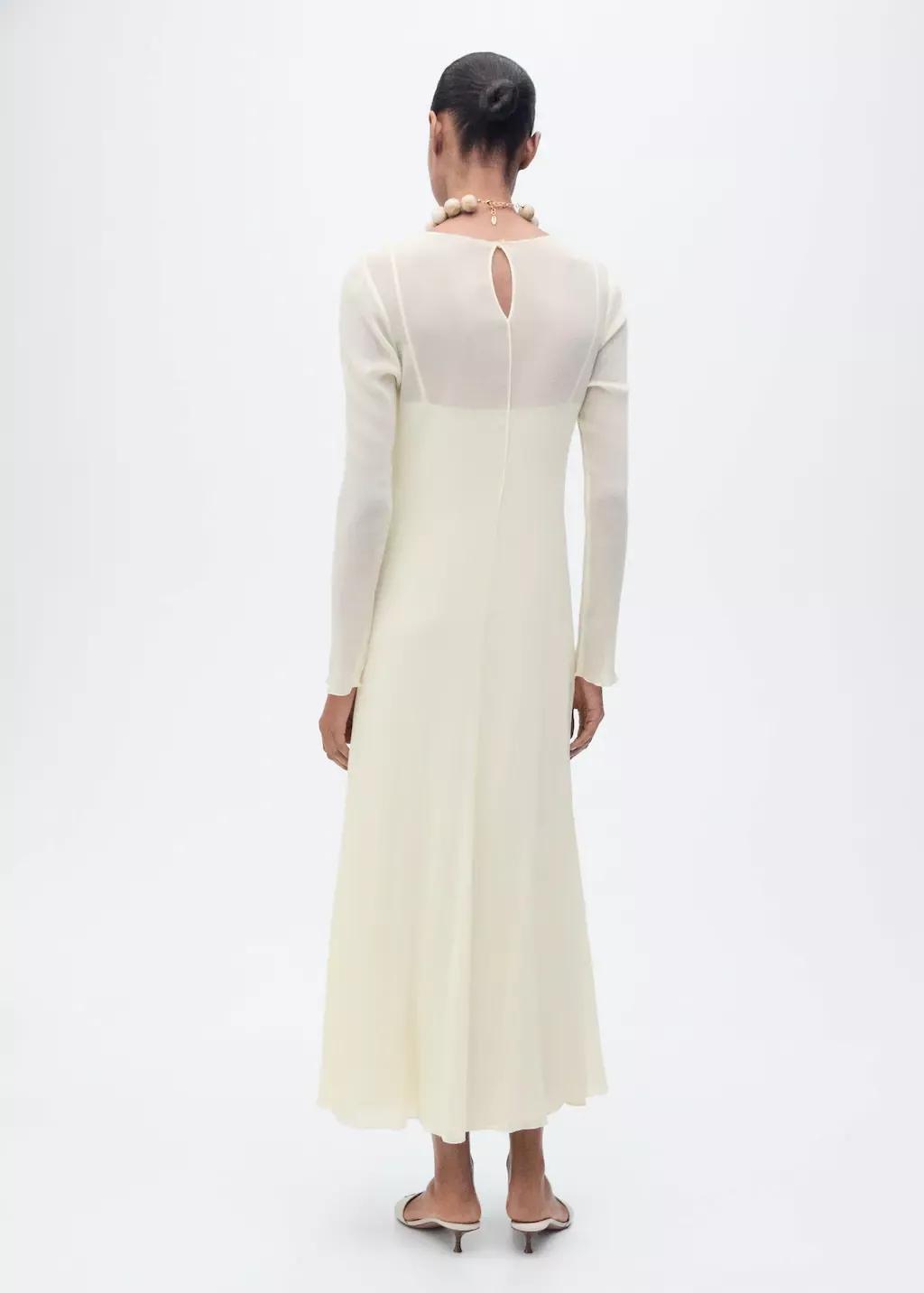 Beige Semi-Transparent Combination Dress, , large image number 5