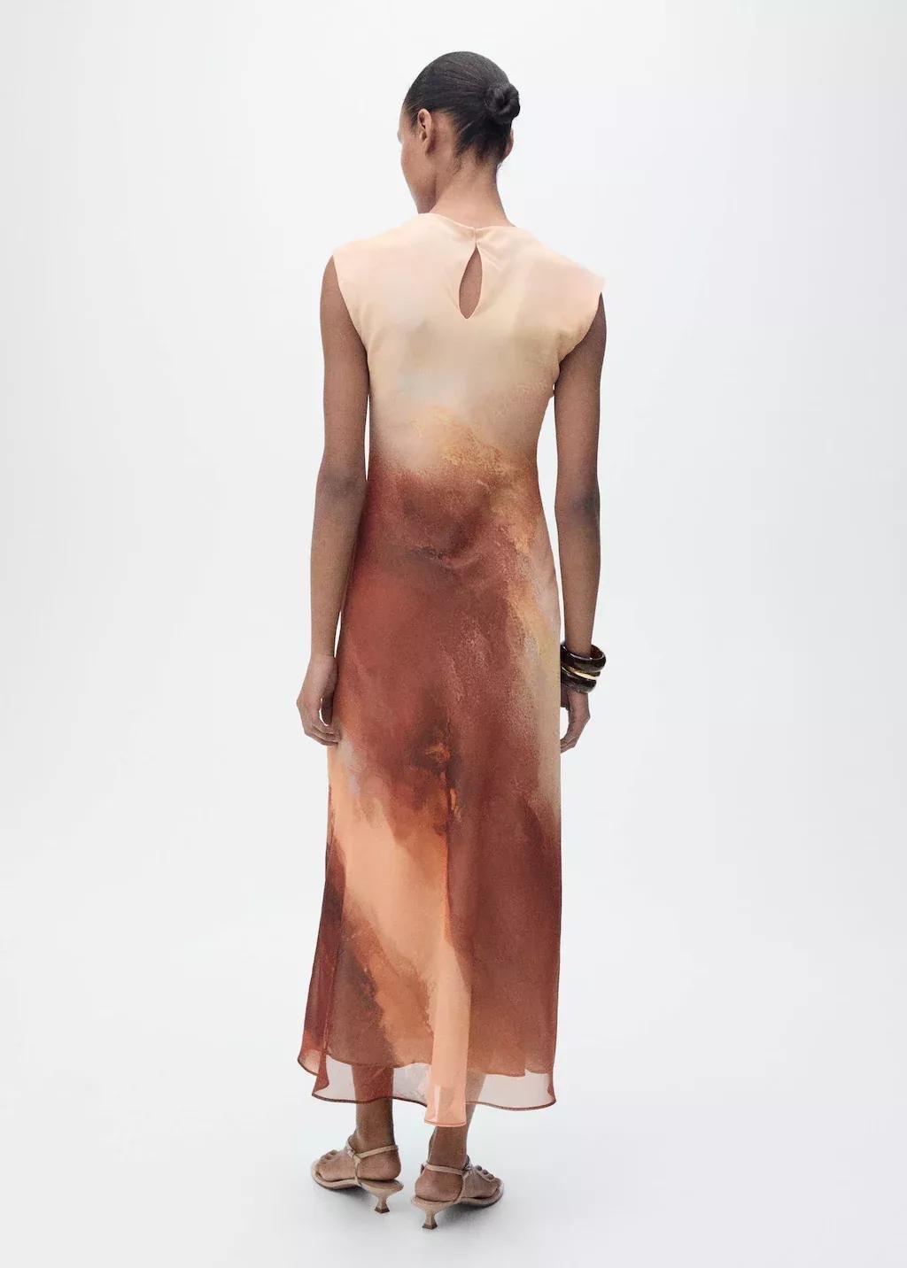 LT-PASTEL ORANGE Long gradient dress, , large image number 1