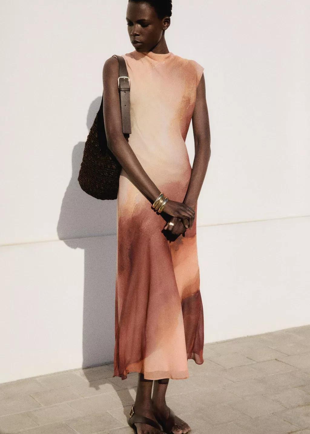 LT-PASTEL ORANGE Long gradient dress, , large image number 5