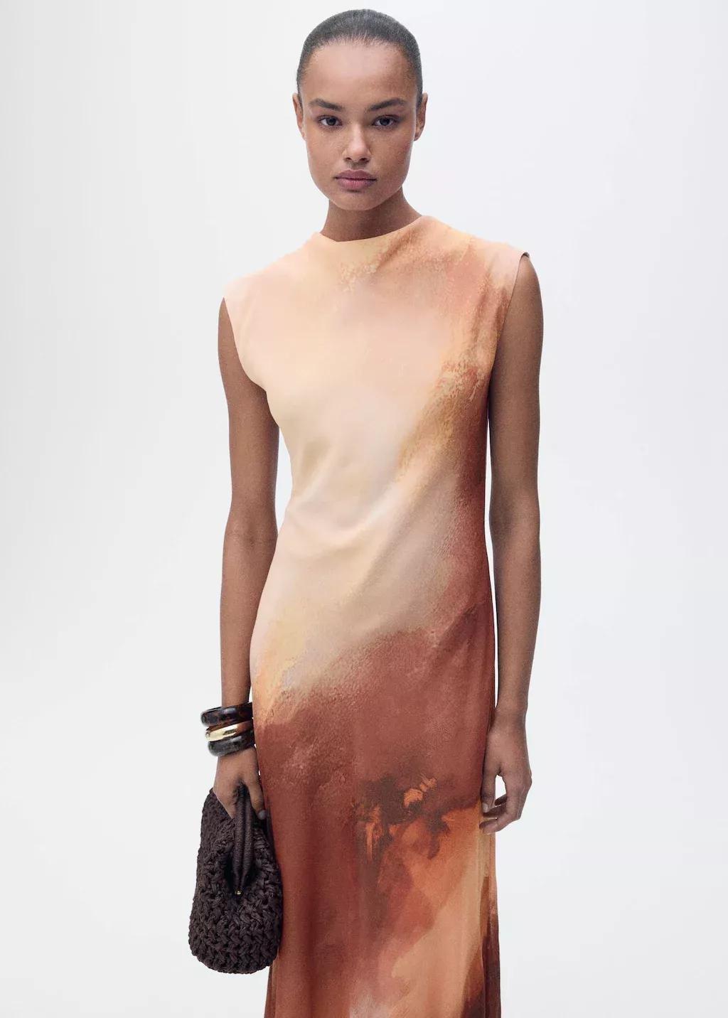 LT-PASTEL ORANGE Long gradient dress, , large image number 6