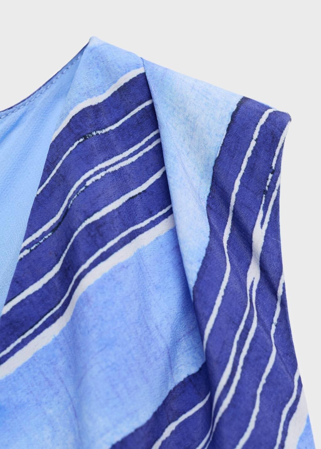Blue Striped Flared Dress, , large image number 4