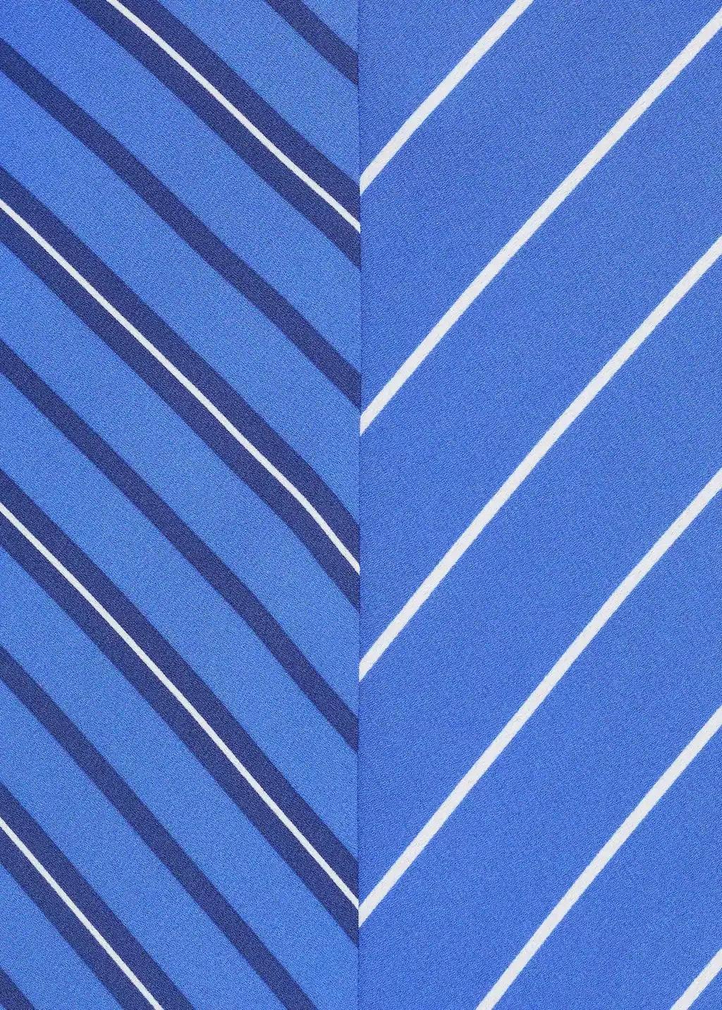 Blue Combined Striped Flared Dress, , large image number 7