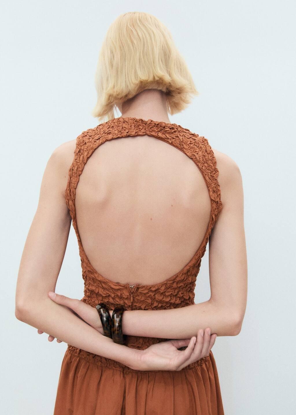 MEDIUM BROWN Combined open-back textured dress, , large image number 5