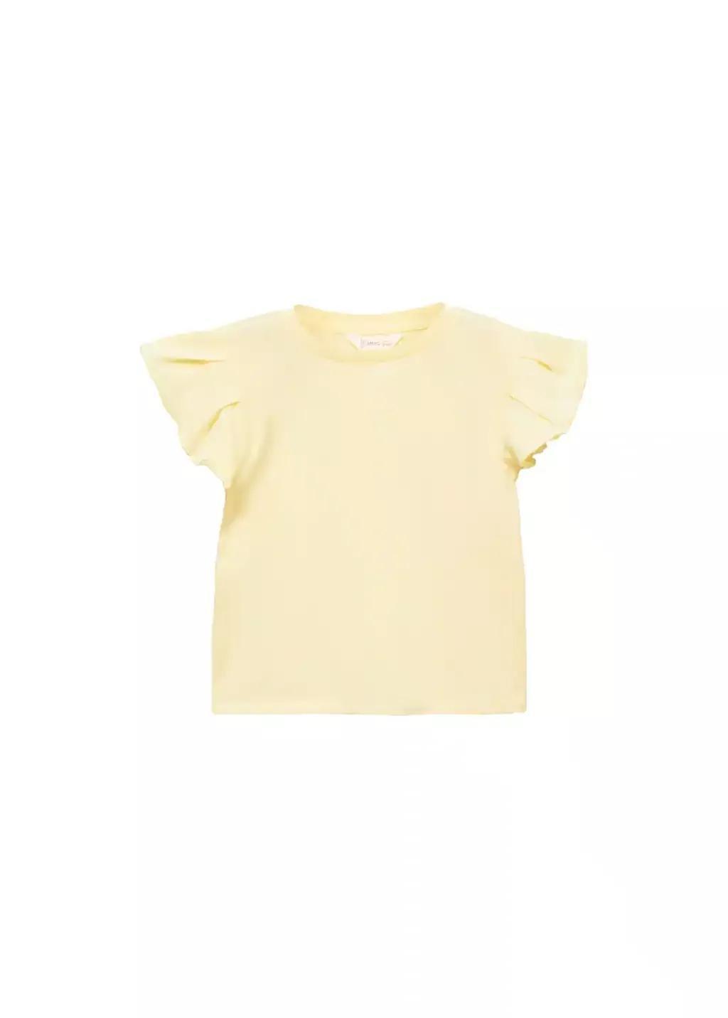 Yellow Ruffled Sleeve T-Shirt, Baby Girl, , large image number 0