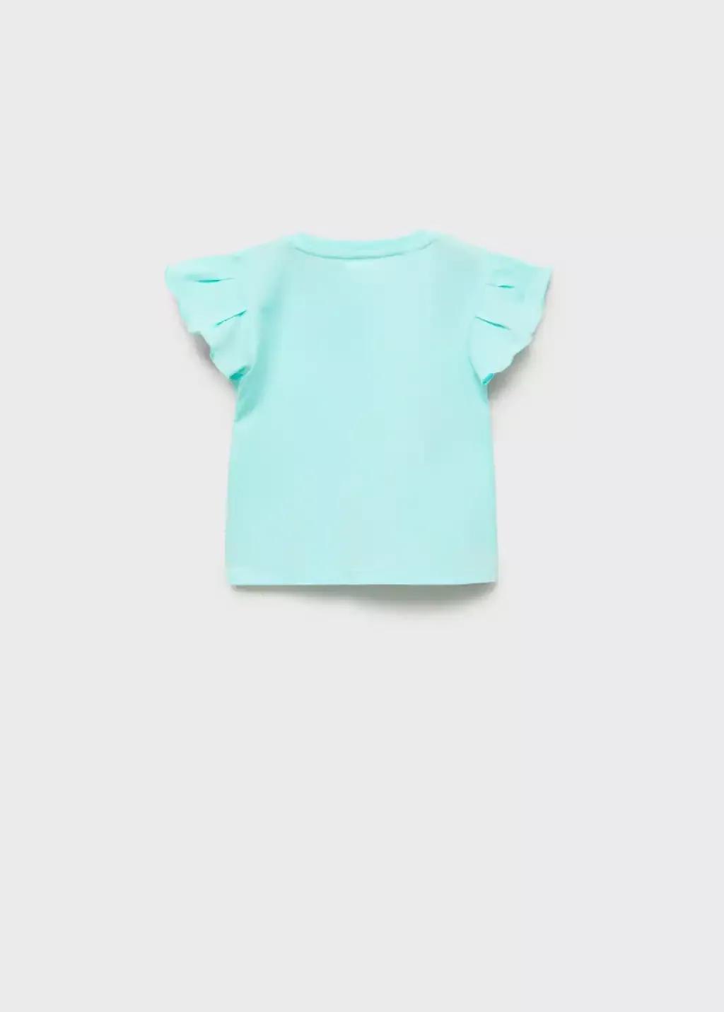 Turquoise Ruffled Sleeve T-Shirt, Baby Girl, , large image number 1