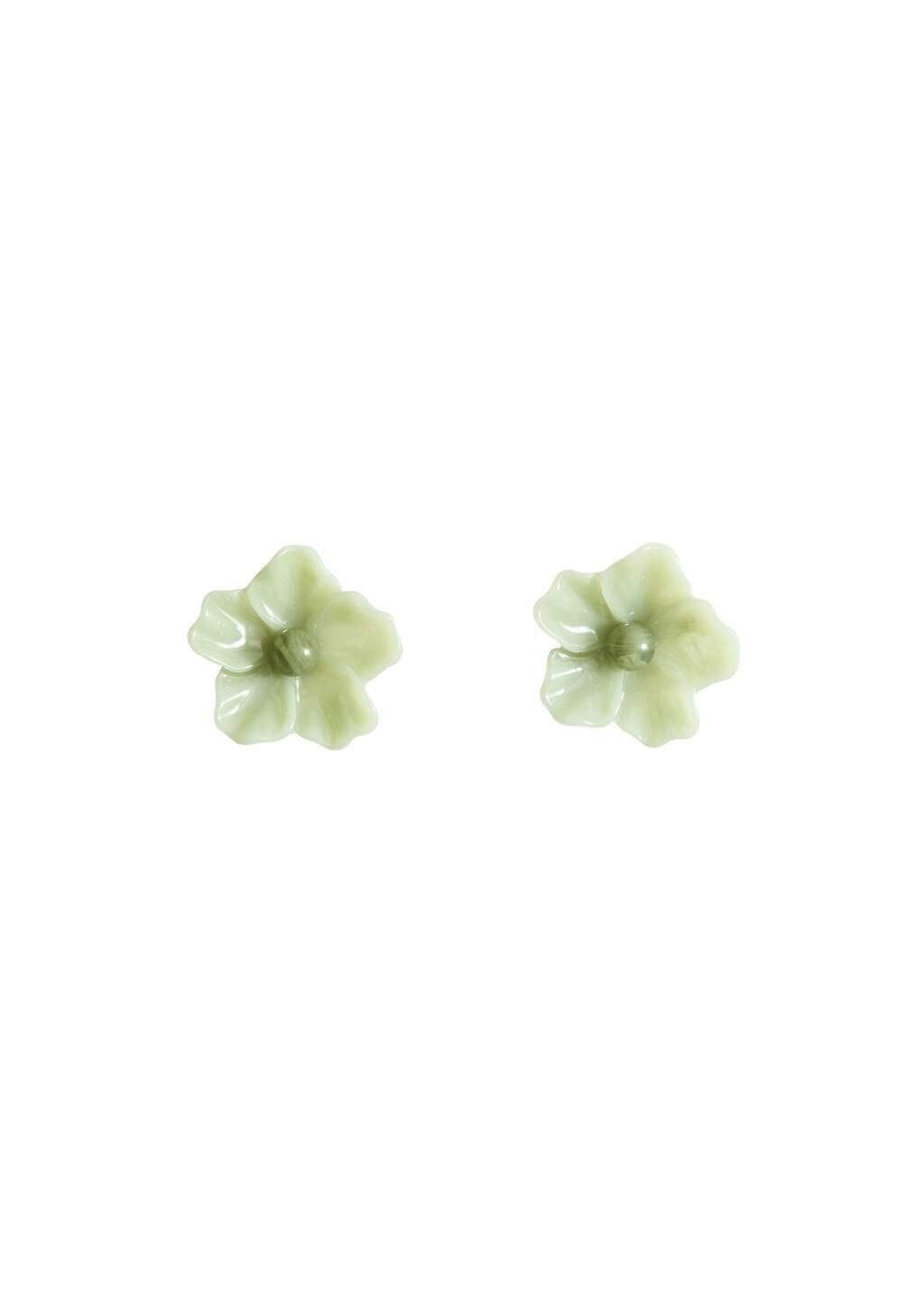 Green Resin Flower Earrings, 0201_40, large image number 0