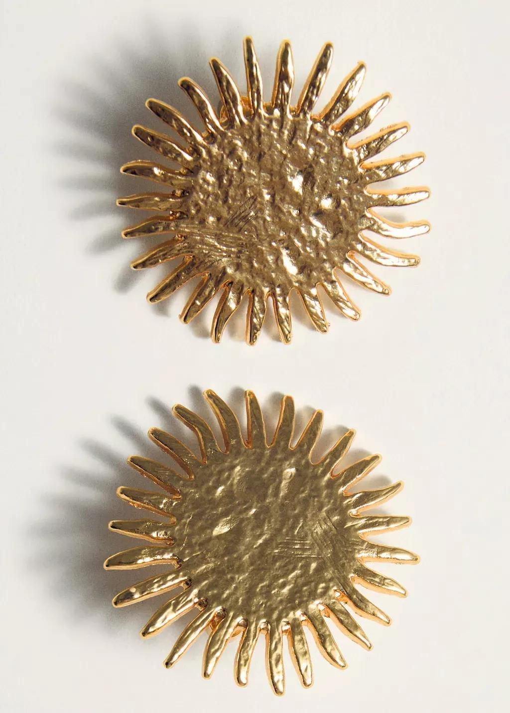 Gold Sun Design Earrings, 0201_OR, large image number 1