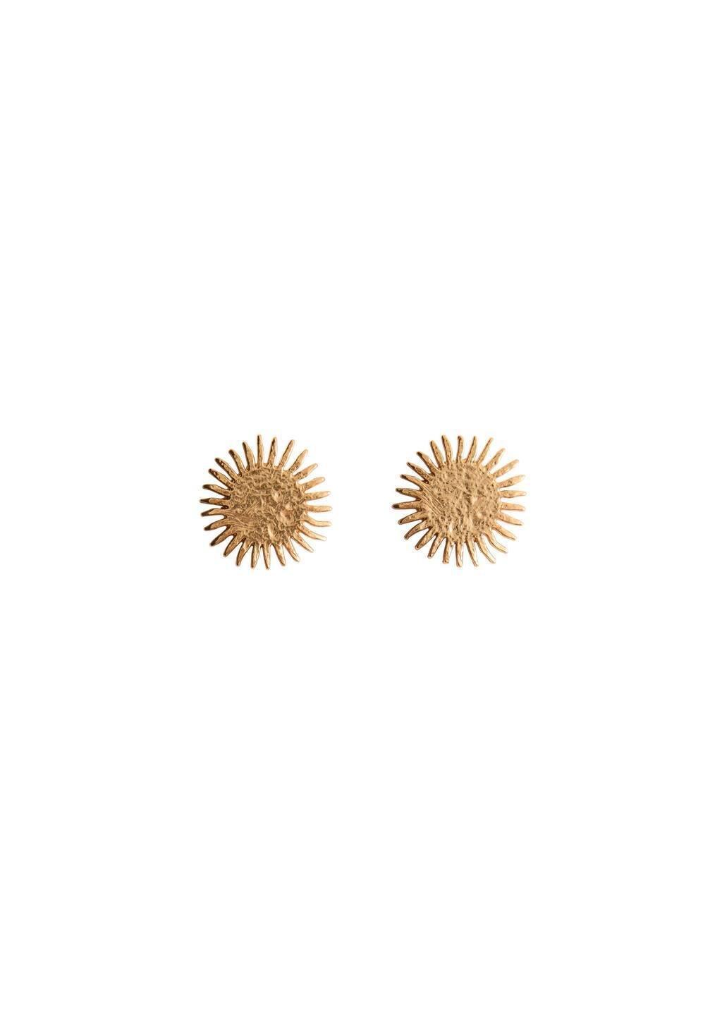 Gold Sun Design Earrings, 0201_OR, large image number 2