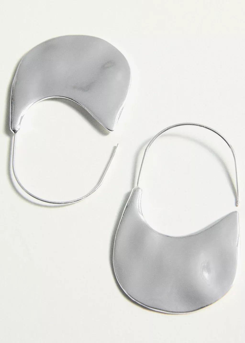 Silver Oval-Design Earrings, 0201_PL, large image number 1