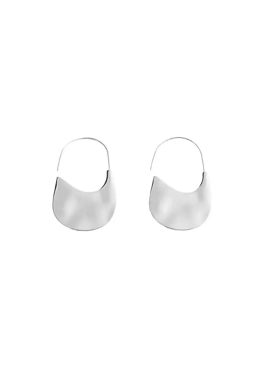 Silver Oval-Design Earrings, 0201_PL, large image number 2