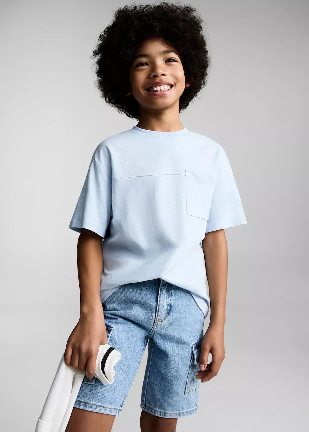 Blue Patch Pocket T-Shirt, Kids Boy, , large image number 0