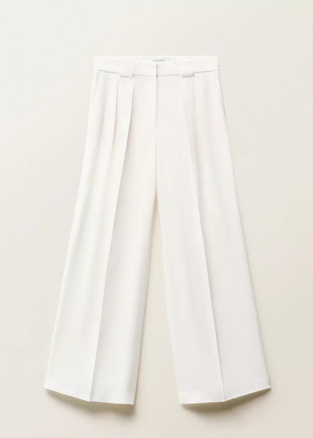 White Lyocell Suit Trousers With Pleats, , large image number 3