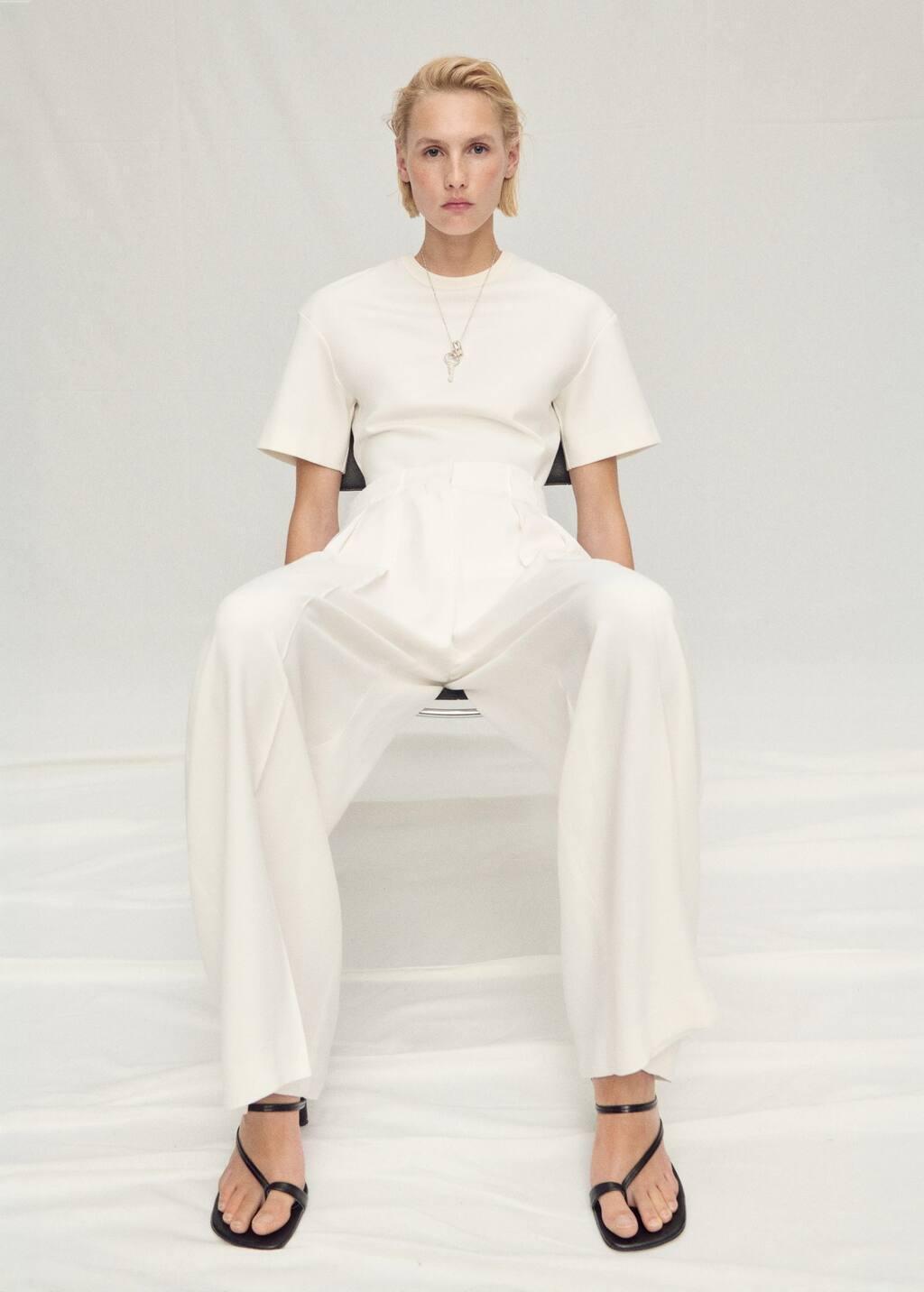 White Lyocell Suit Trousers With Pleats, , large image number 4