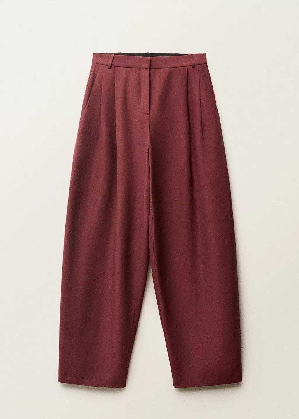 Red Wideleg Linen-Blend Suit Trousers, , large image number 3