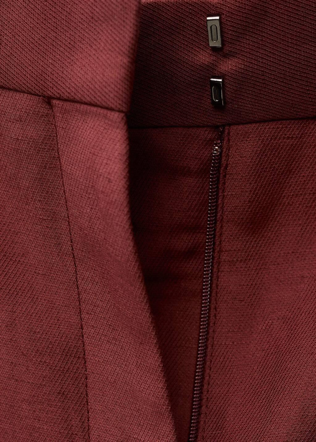 Red Wideleg Linen-Blend Suit Trousers, , large image number 4