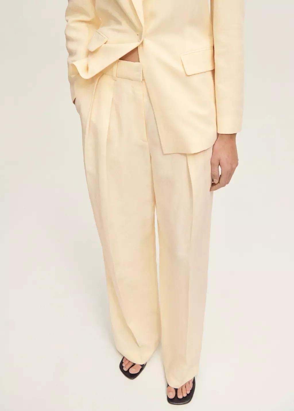 YELLOW Straight-fit linen-blend suit trousers, , large image number 0
