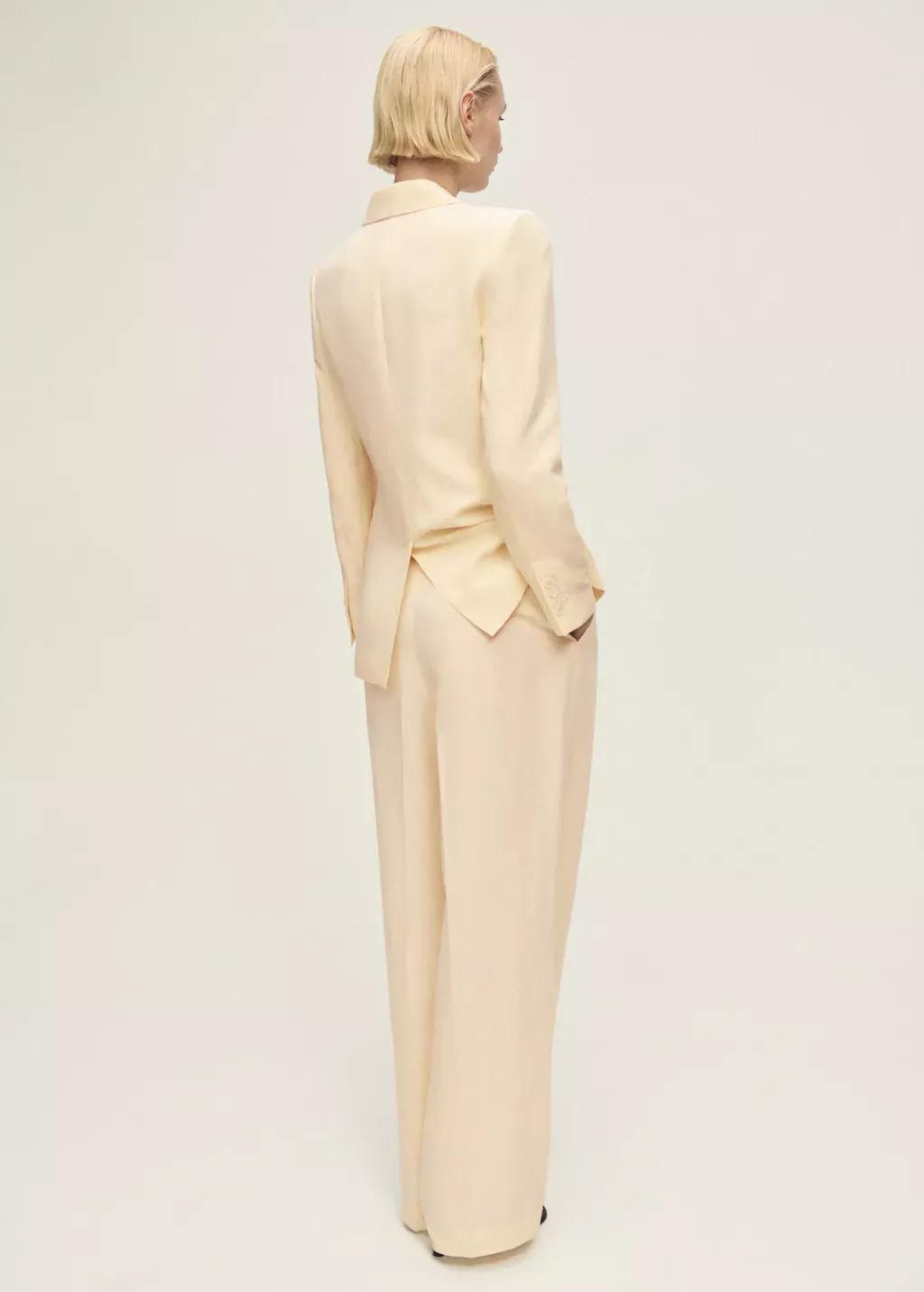 YELLOW Straight-fit linen-blend suit trousers, , large image number 5