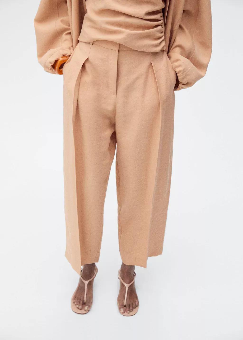 Pink Lt Pastel Straight-Fit Lyocell Trousers With Pleats, , large image number 0