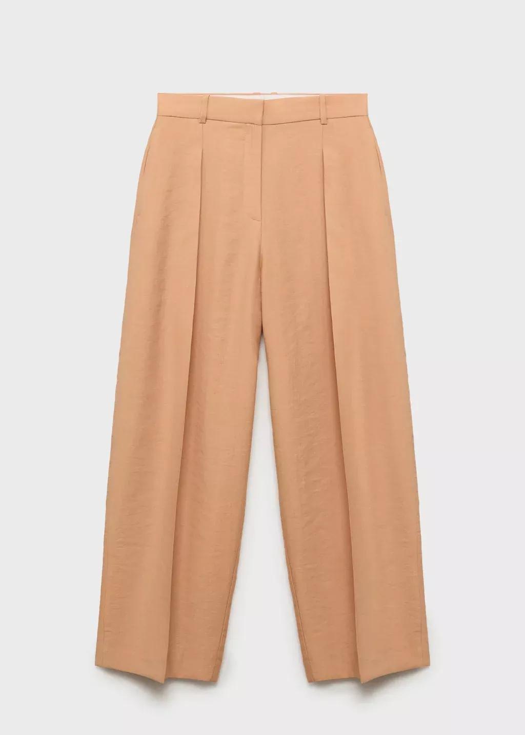 Pink Lt Pastel Straight-Fit Lyocell Trousers With Pleats, , large image number 3