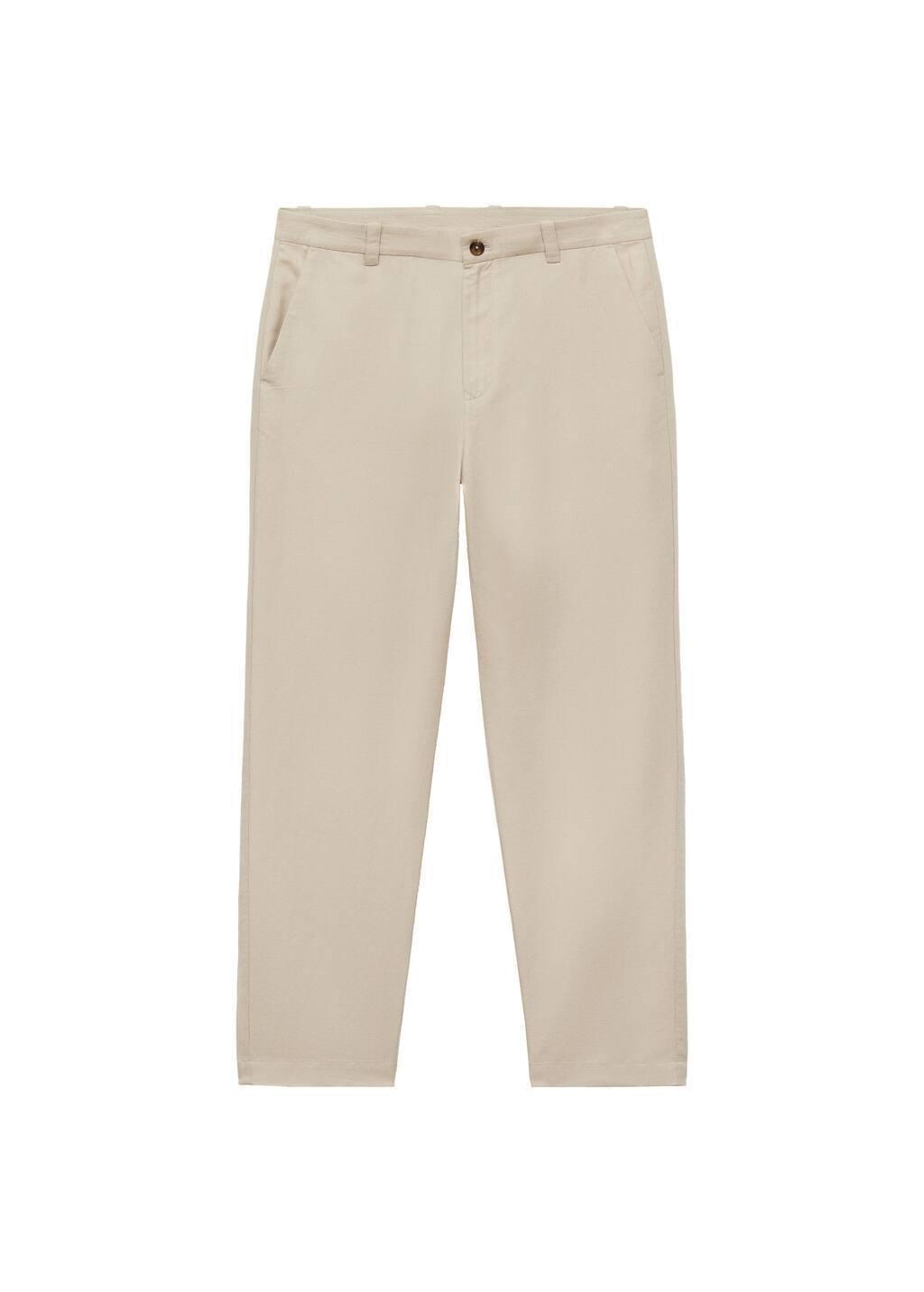 Brown Lt Pastel Regular-Fit Linen Trousers, , large image number 3