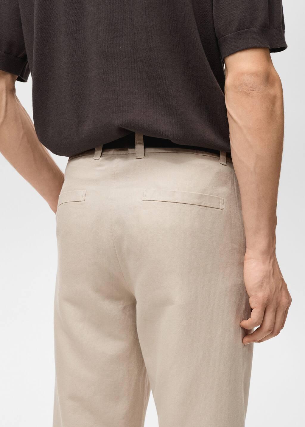 Brown Lt Pastel Regular-Fit Linen Trousers, , large image number 4