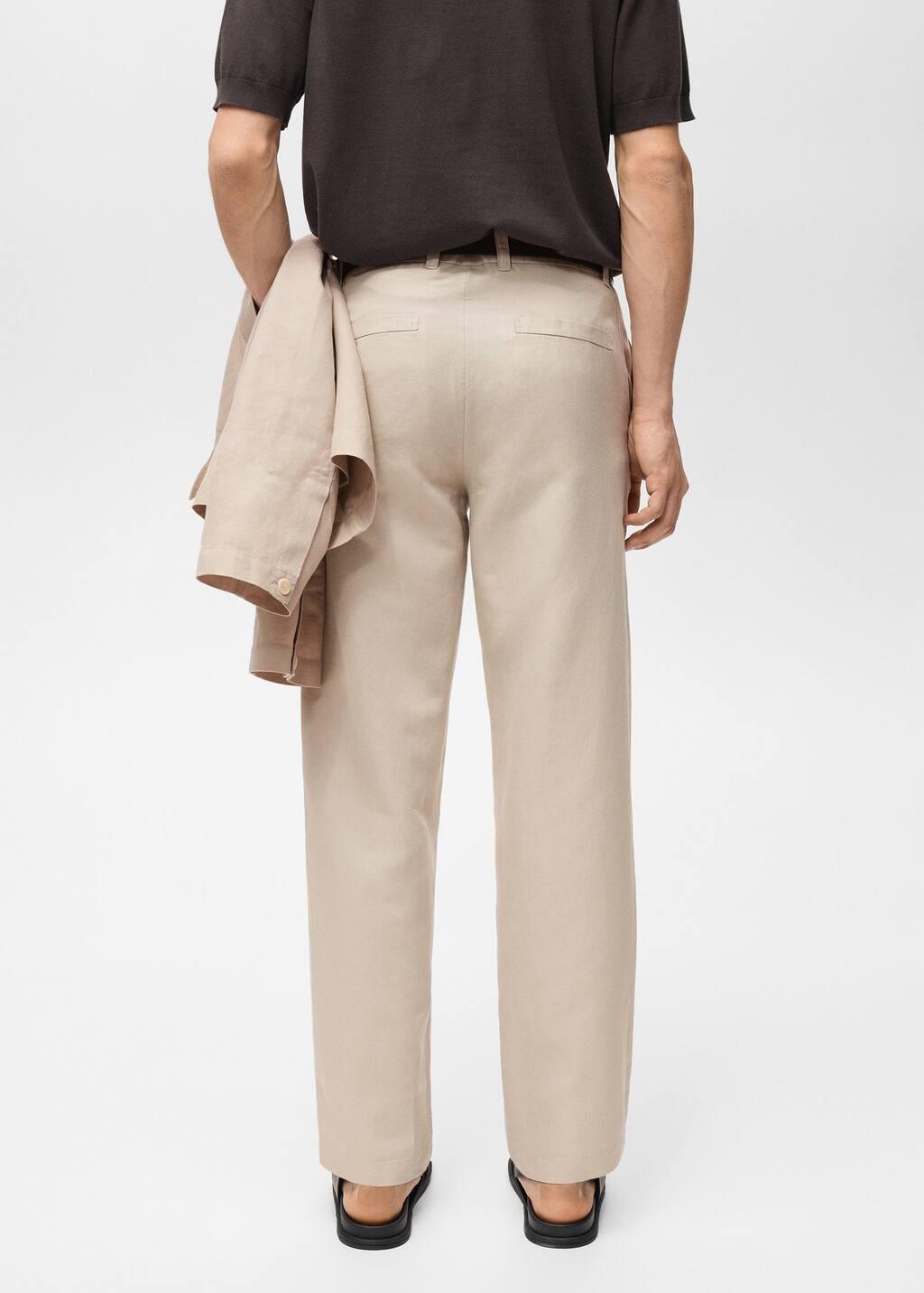 Brown Lt Pastel Regular-Fit Linen Trousers, , large image number 6