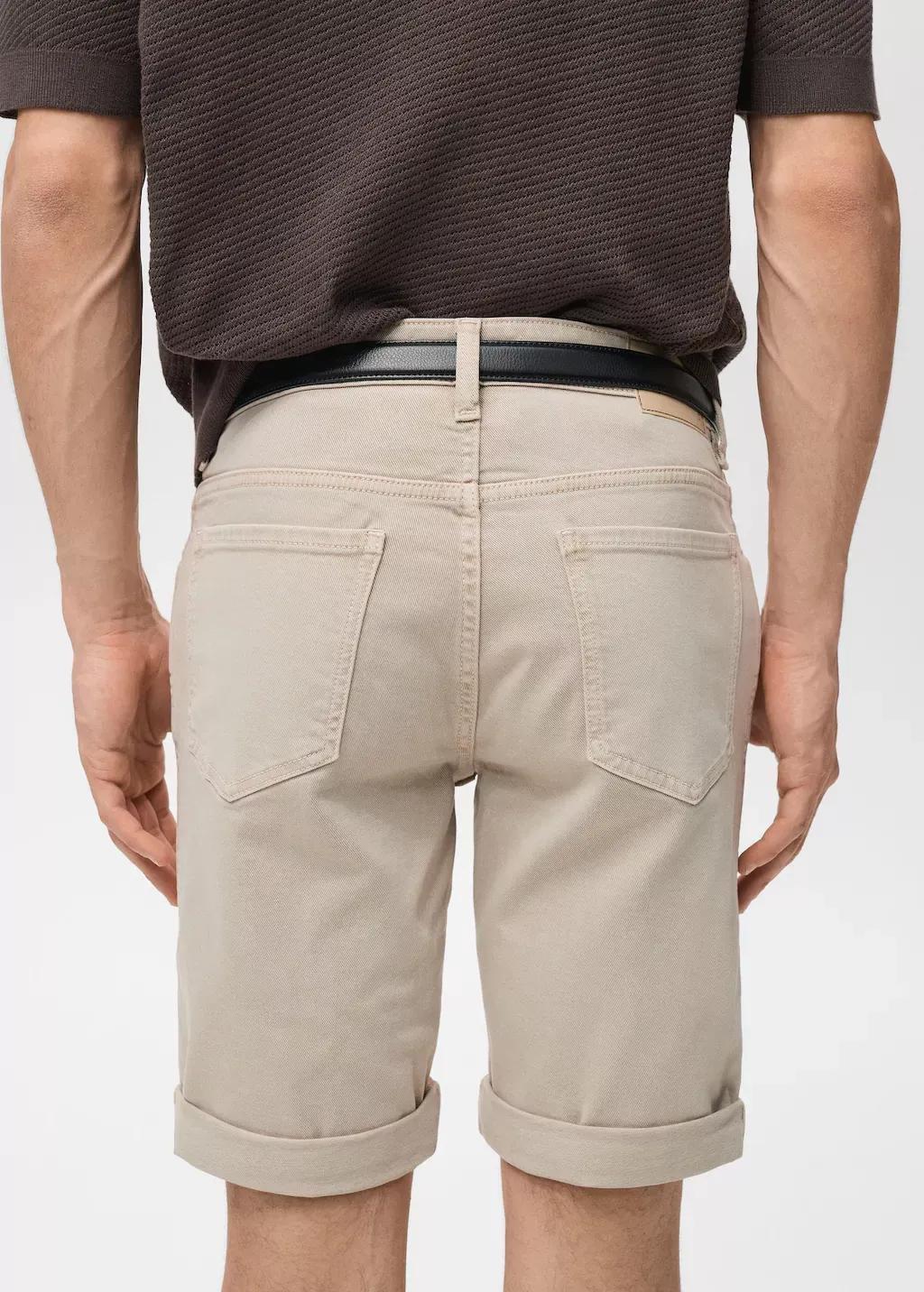Brown Lt Pastel Slim Fit Cotton Bermuda Shorts, , large image number 4