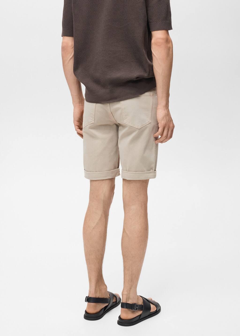 Brown Lt Pastel Slim Fit Cotton Bermuda Shorts, , large image number 6