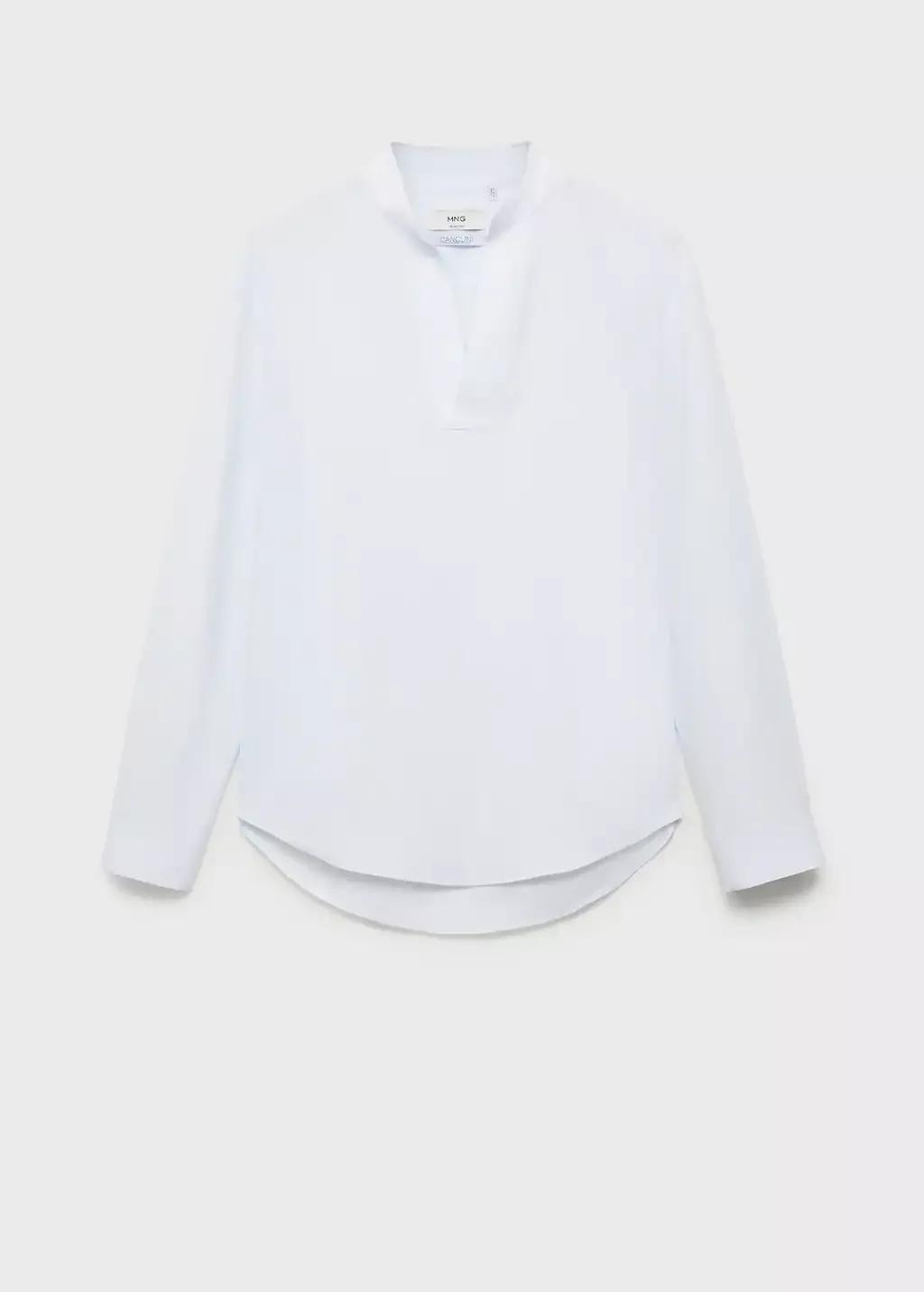 Blue Lt Pastel Mao Collar Linen Shirt, , large image number 3