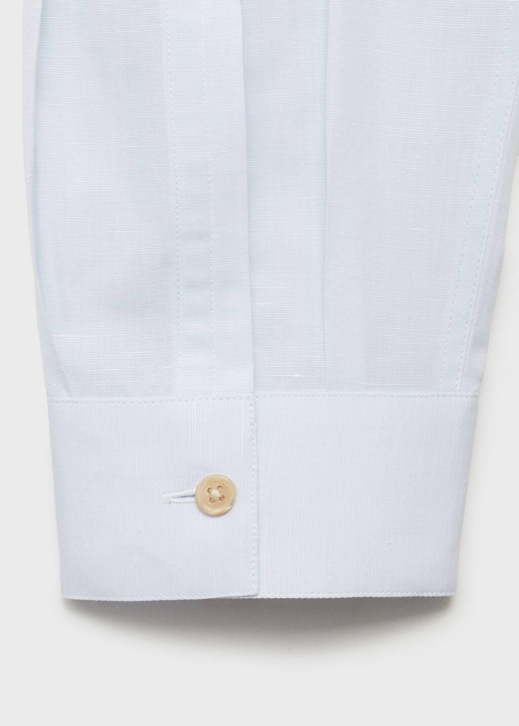 Blue Lt Pastel Mao Collar Linen Shirt, , large image number 4