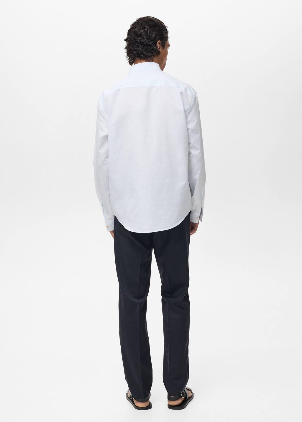 Blue Lt Pastel Mao Collar Linen Shirt, , large image number 5