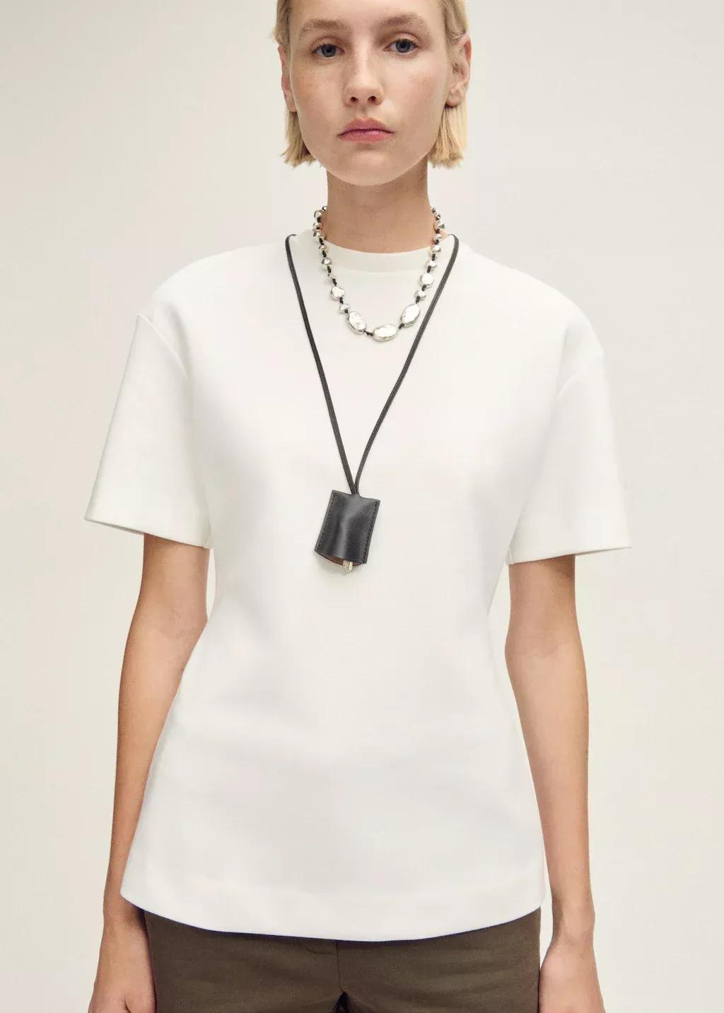 WHITE Short-sleeved peplum t-shirt, , large image number 0
