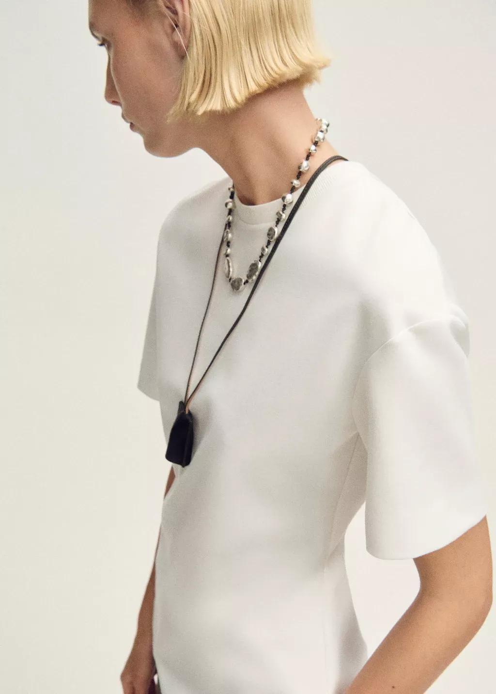 WHITE Short-sleeved peplum t-shirt, , large image number 2