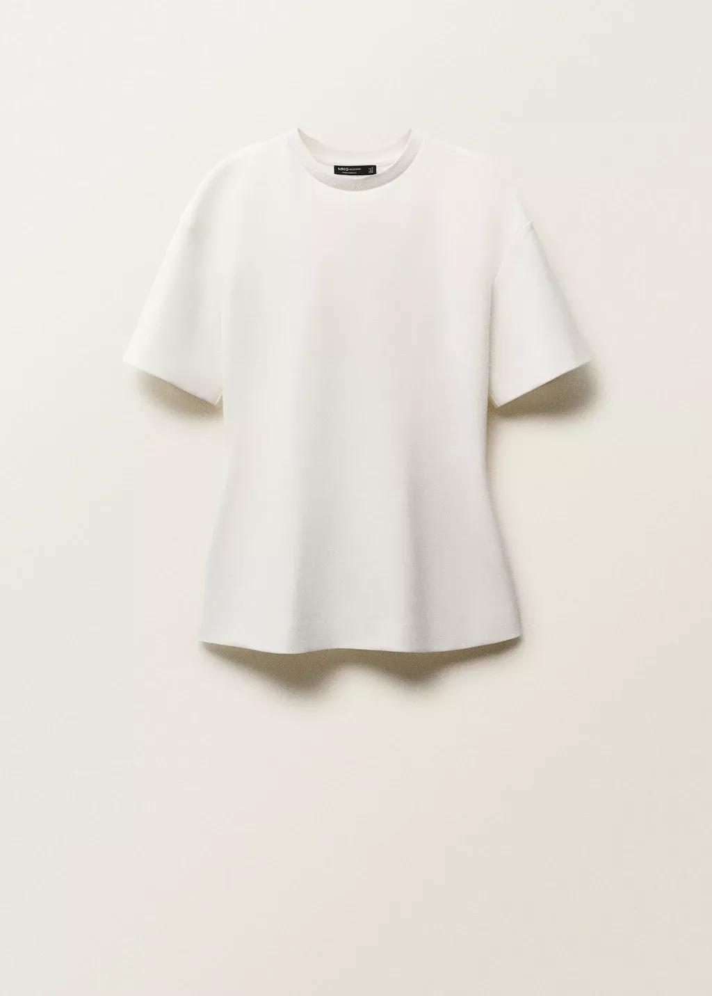 WHITE Short-sleeved peplum t-shirt, , large image number 3