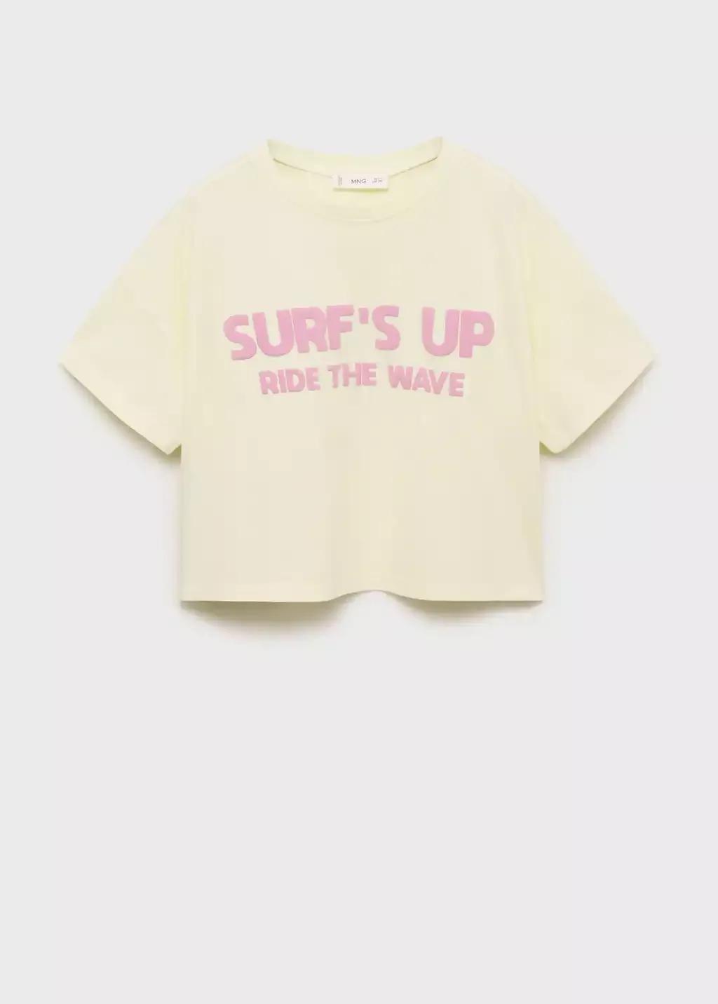 Yellow Embossed Message T-Shirt, Kids Girl, , large image number 0