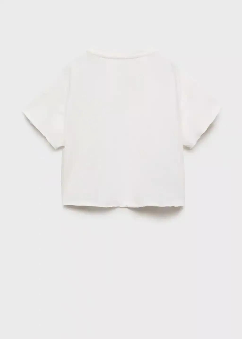 White Cropped T-Shirt With Pocket, Kids Girl, , large image number 2